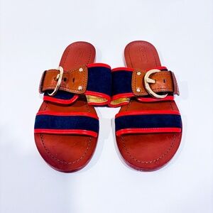 COACH‎ Navy and red flat sandals
